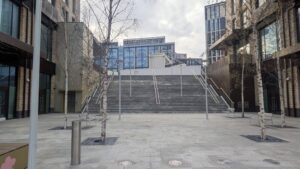 Steps to the East Croydon pedestrian steps, still closed to the public, November 2025