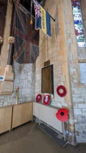 Addiscombe Ward Memorial inside St Mary Magdalene with St Martins in Canning Road, Addiscombe. Wreaths laid by Addiscombe West Councillors and local police teams